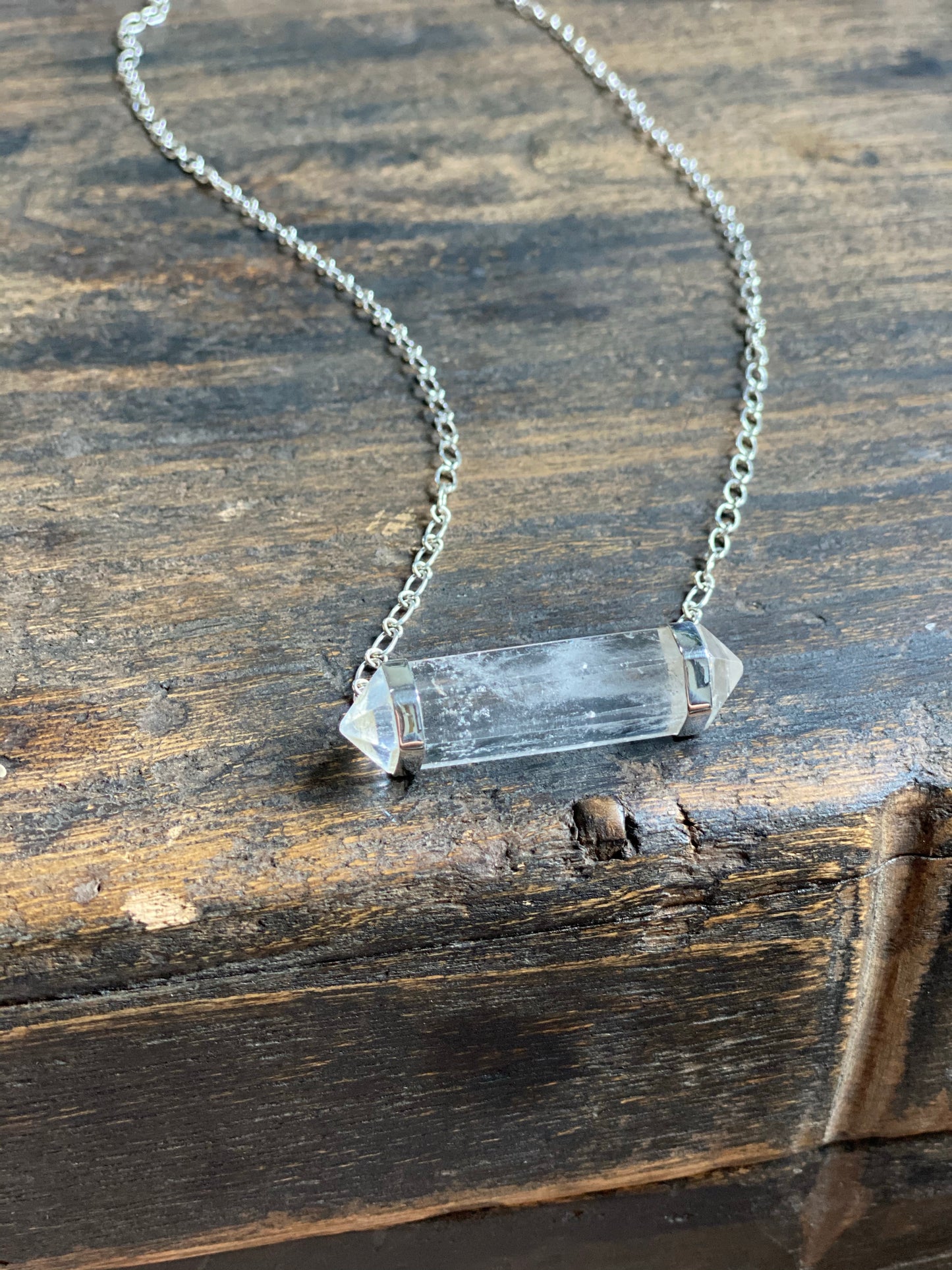 Double Terminated Crystal Pendant Necklace