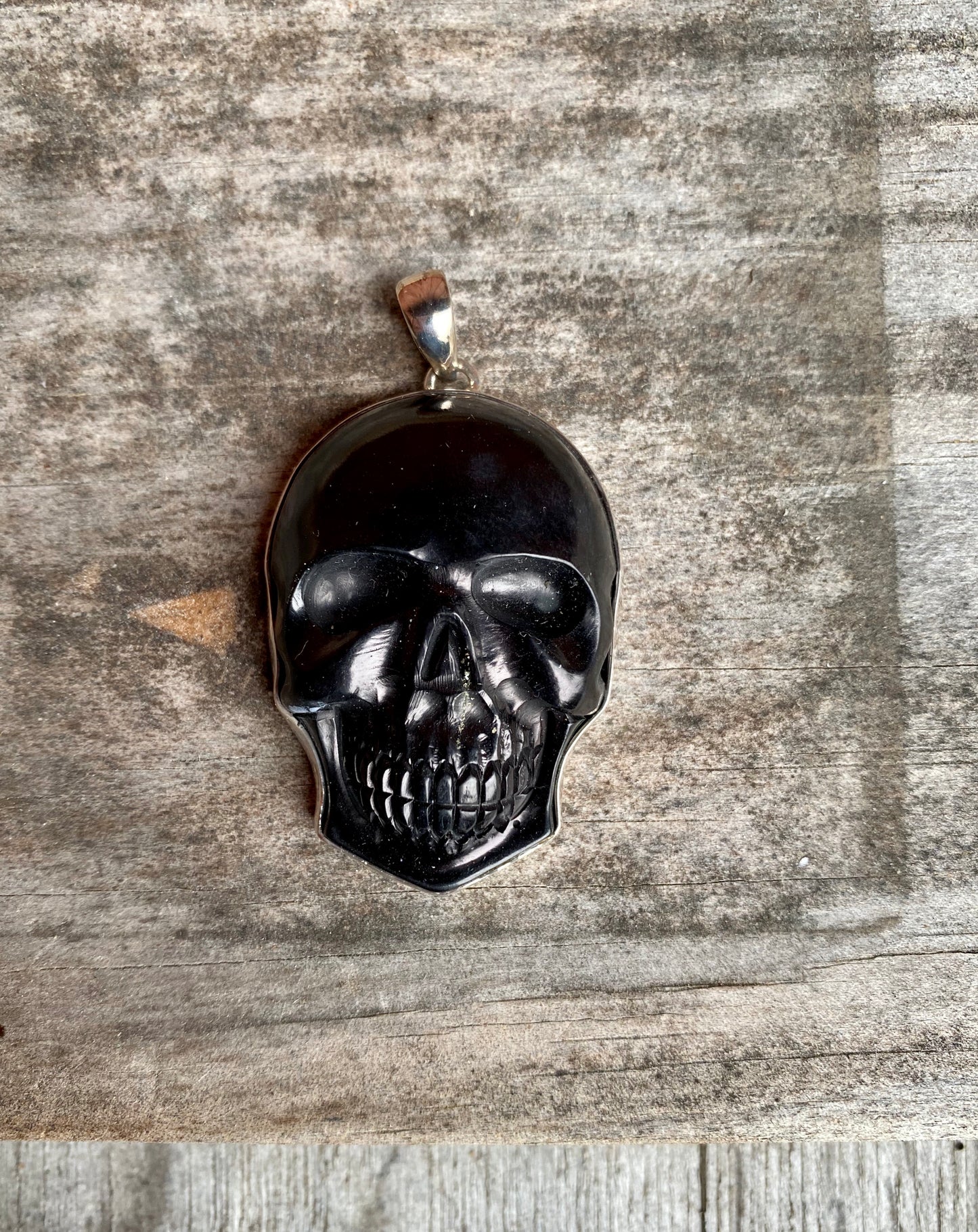 Extra Large Jet Skull Pendant