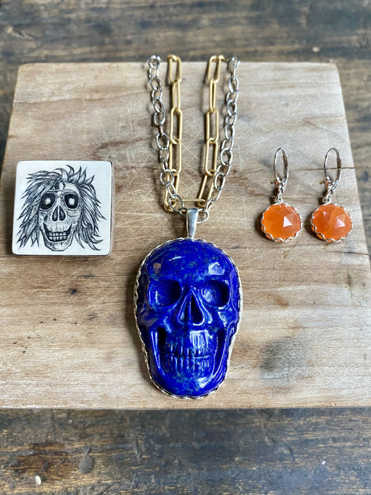 XL Lapis Skull Pendant