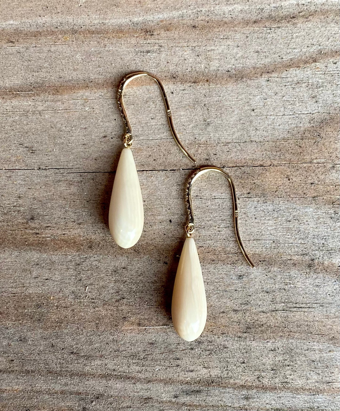 Small Diamond Pave + Mammoth Drop Earrings