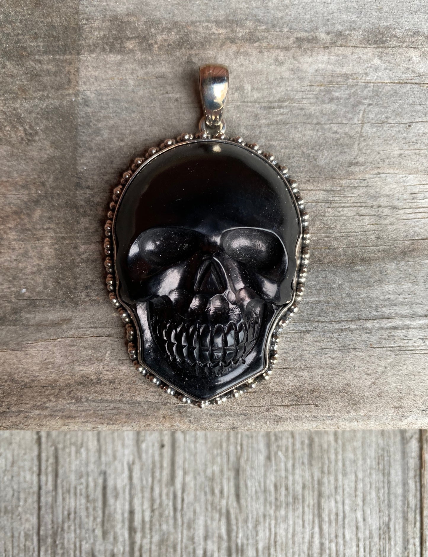 Extra Large Jet Skull Pendant