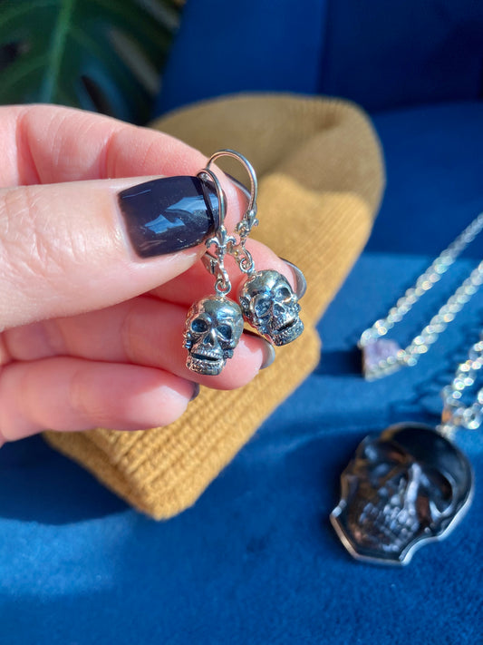 Sterling Silver Skull Earrings