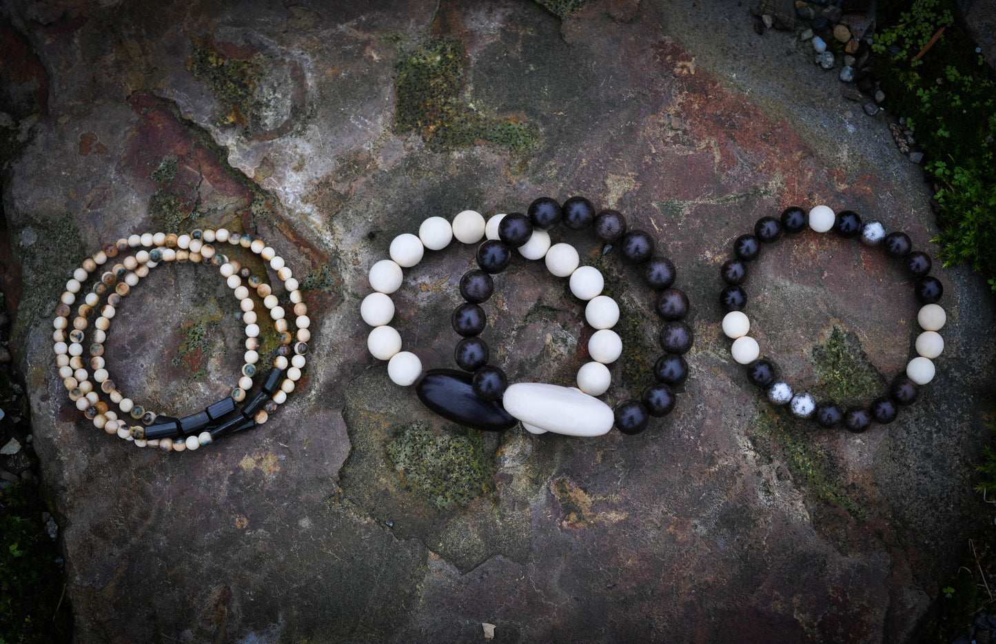 Oval Ebony + Mammoth Ivory Bracelet