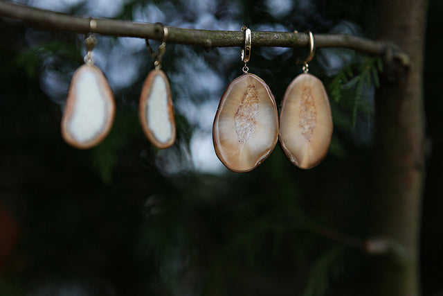 Fossil Walrus Ivory Slice Earrings