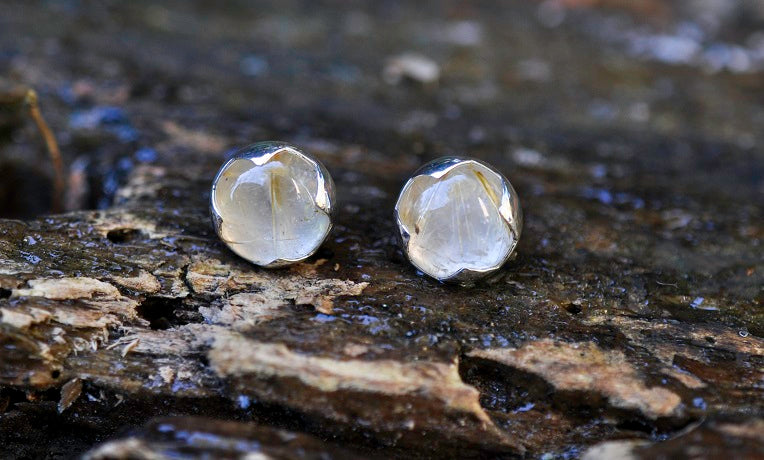 Round Golden Rutile Earrings