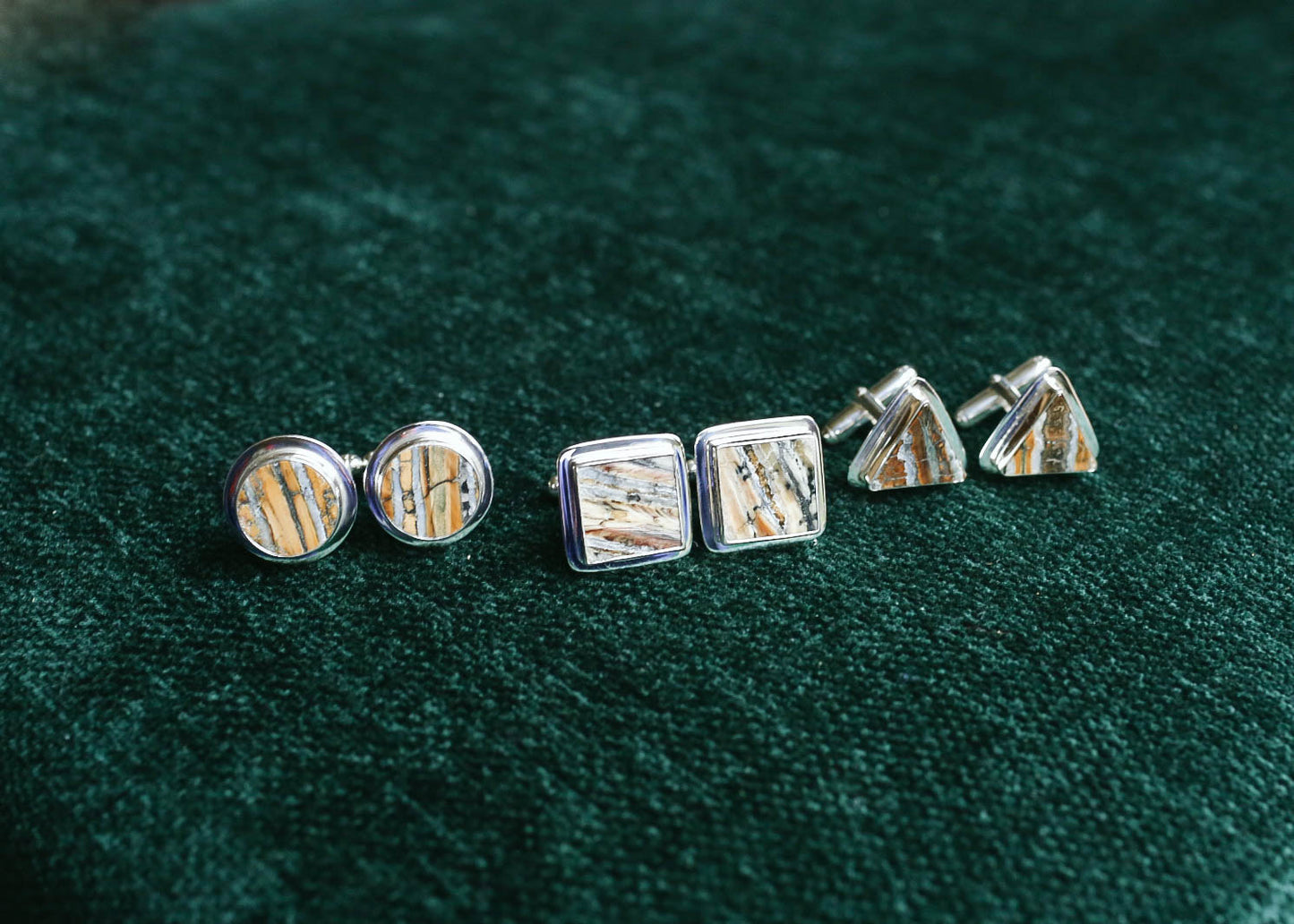 Round Flat Mammoth Tooth Cufflinks