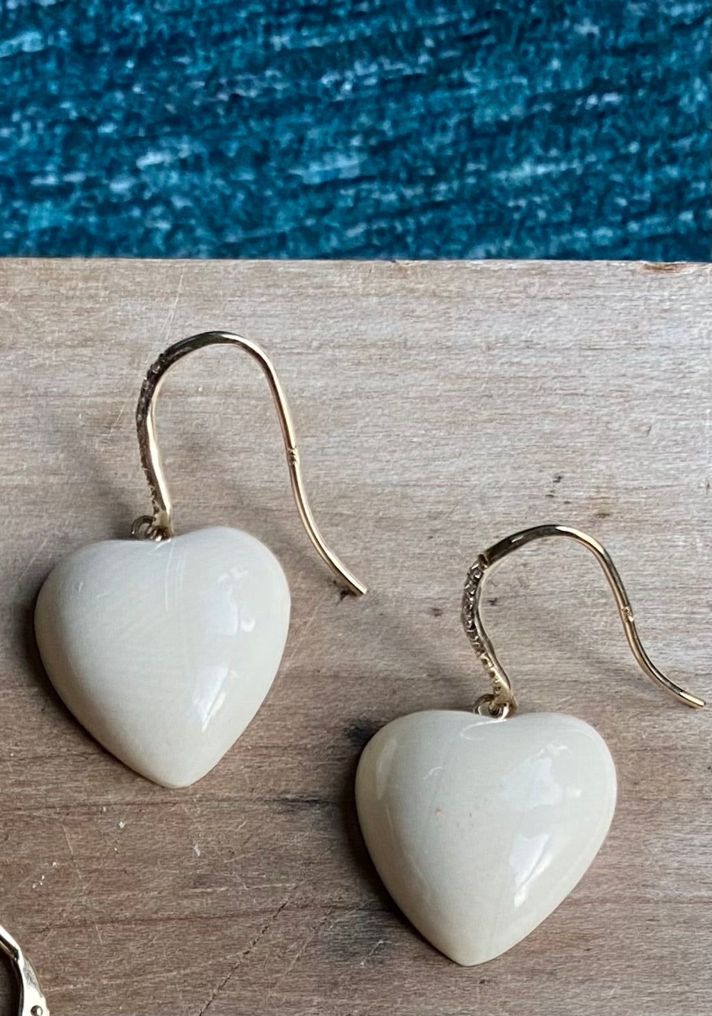 Puffed Heart Diamond Pave 14kt Earrings