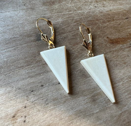 Mammoth Triangle + 14kt Gold Lever Back Earrings