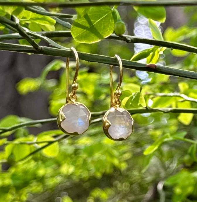 18kt Gold Vermeil Rainbow Moonstone Earrings