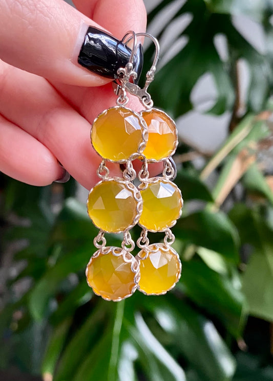 Faceted Round Citrine Earrings