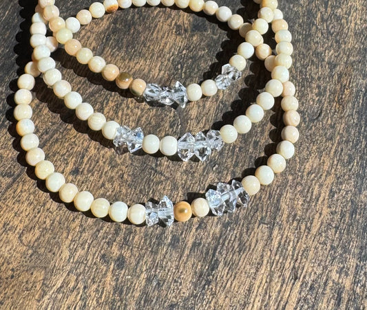 Herkimer Diamond Mammoth Ivory Bracelet