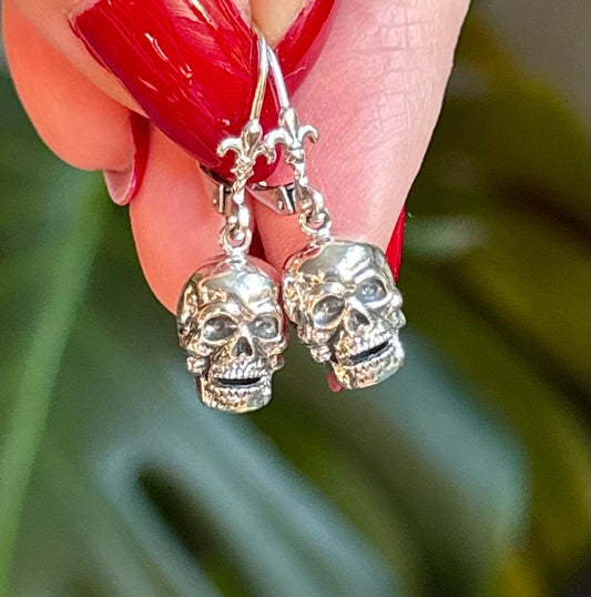 Sterling Silver Skull Earrings