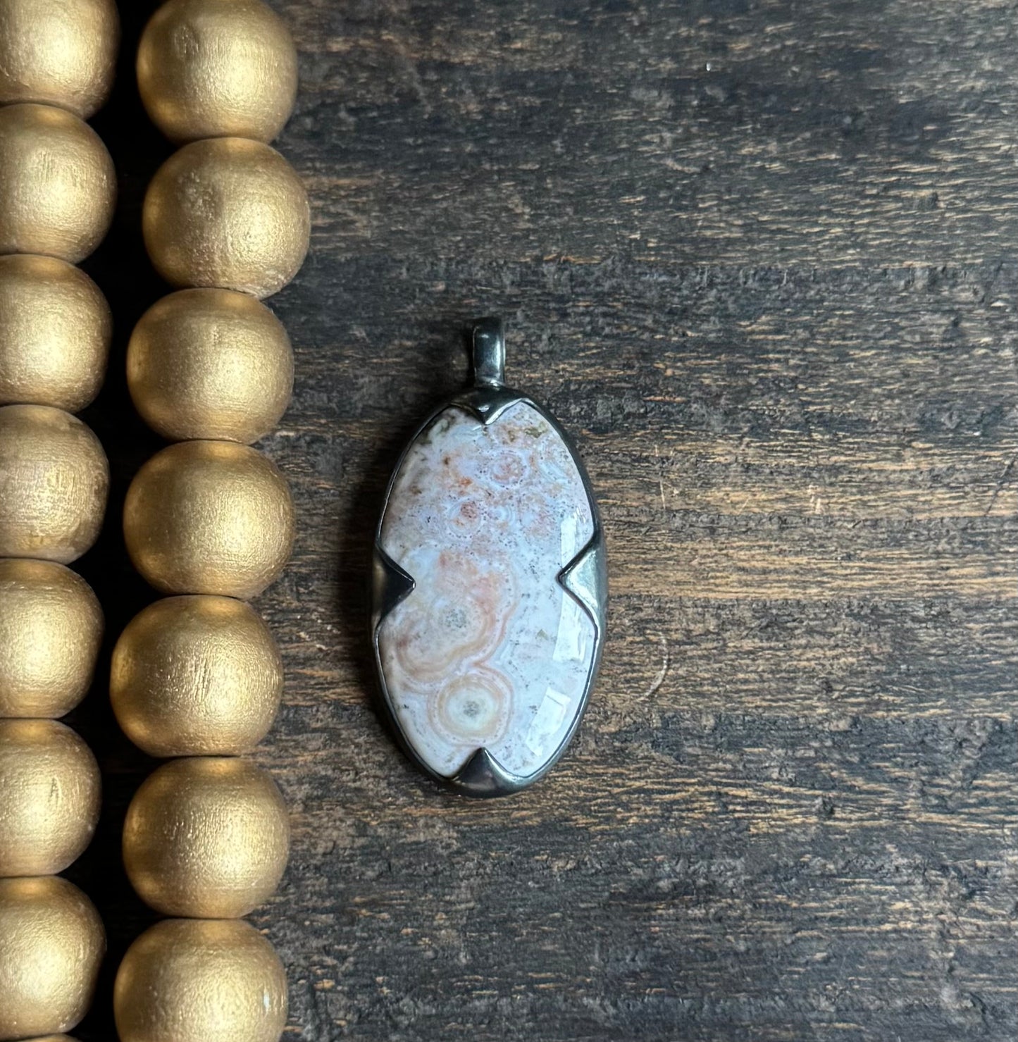 Ocean Jasper Oval Spike Pendant