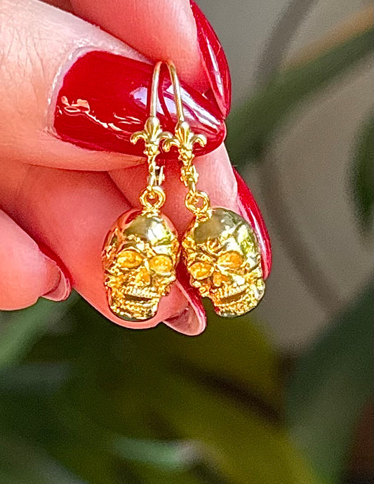 18kt Gold Vermeil Skull Earrings