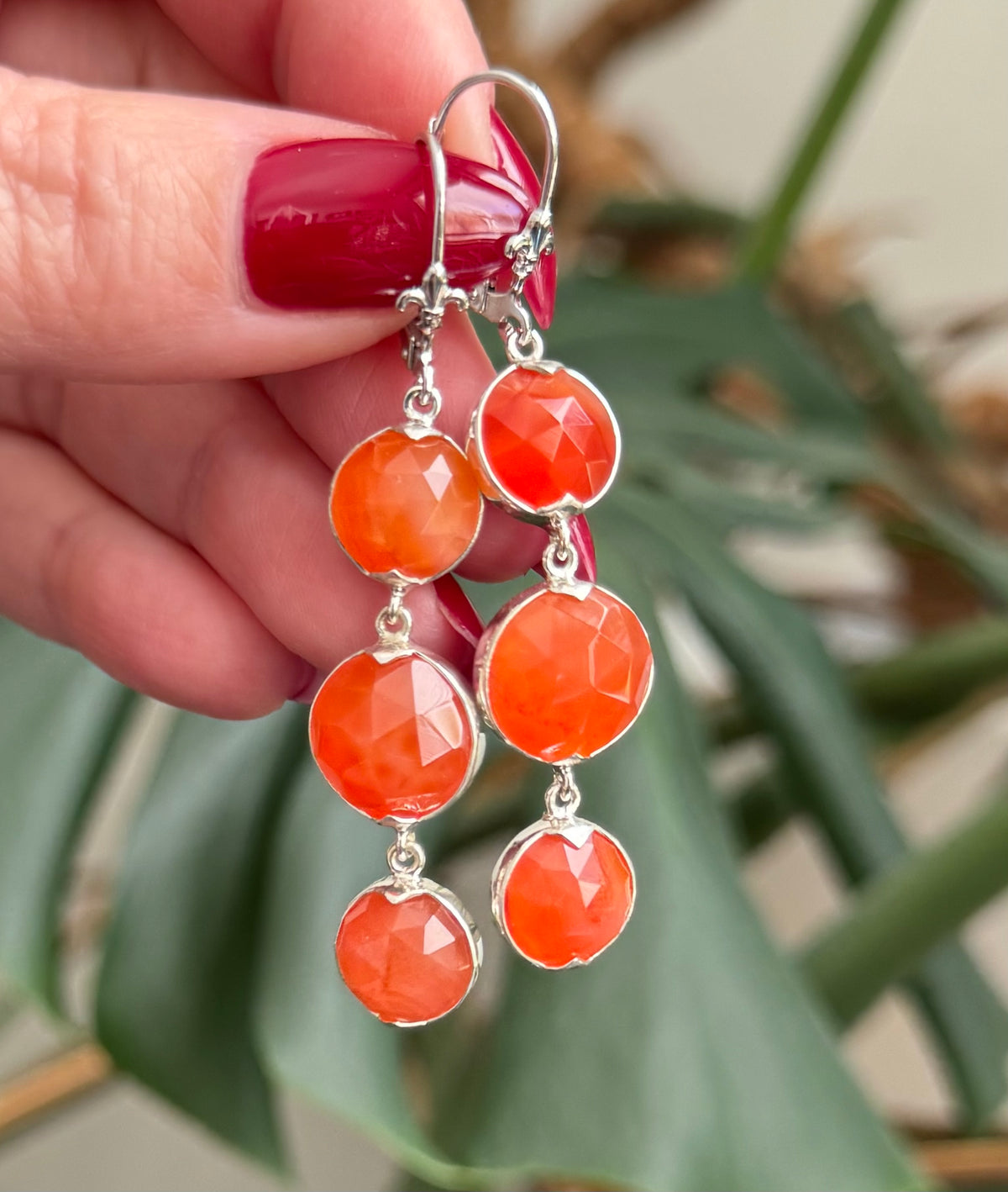 Rose Cut Faceted Stone Earrings