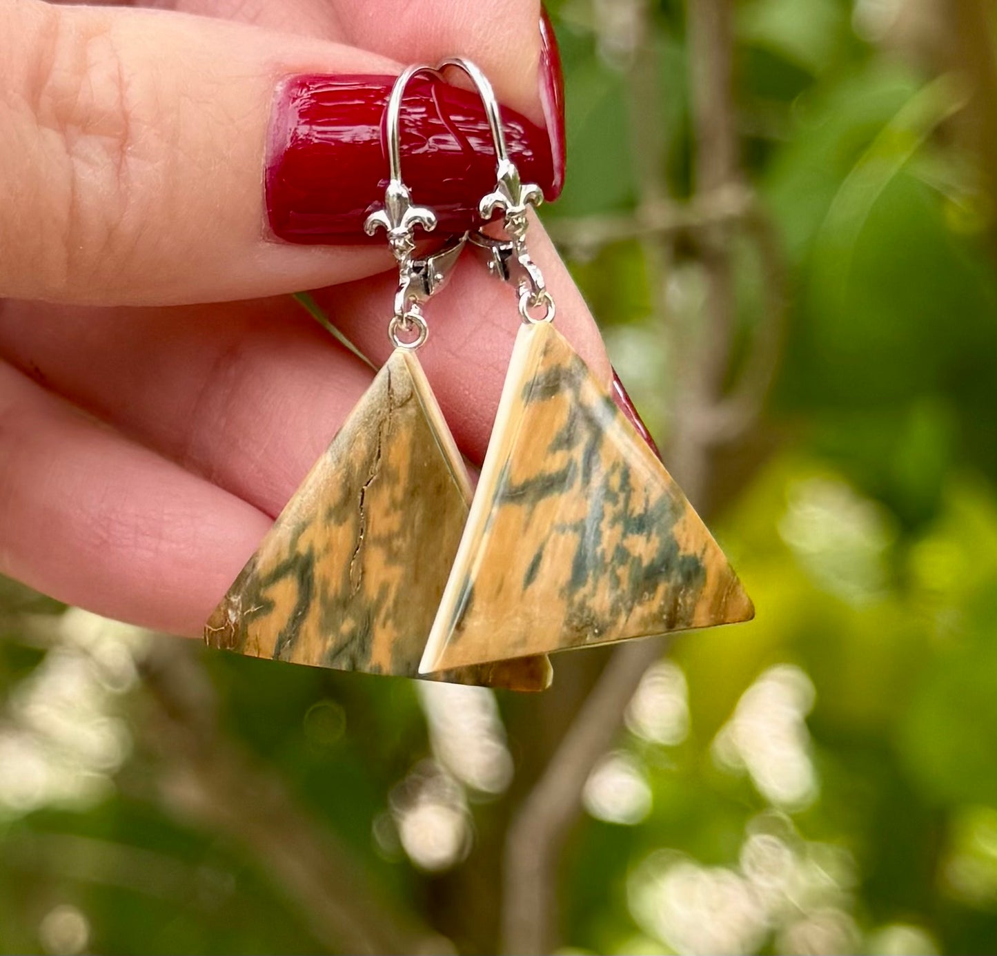 Mammoth Ivory + Sterling Silver Triangle Earrings