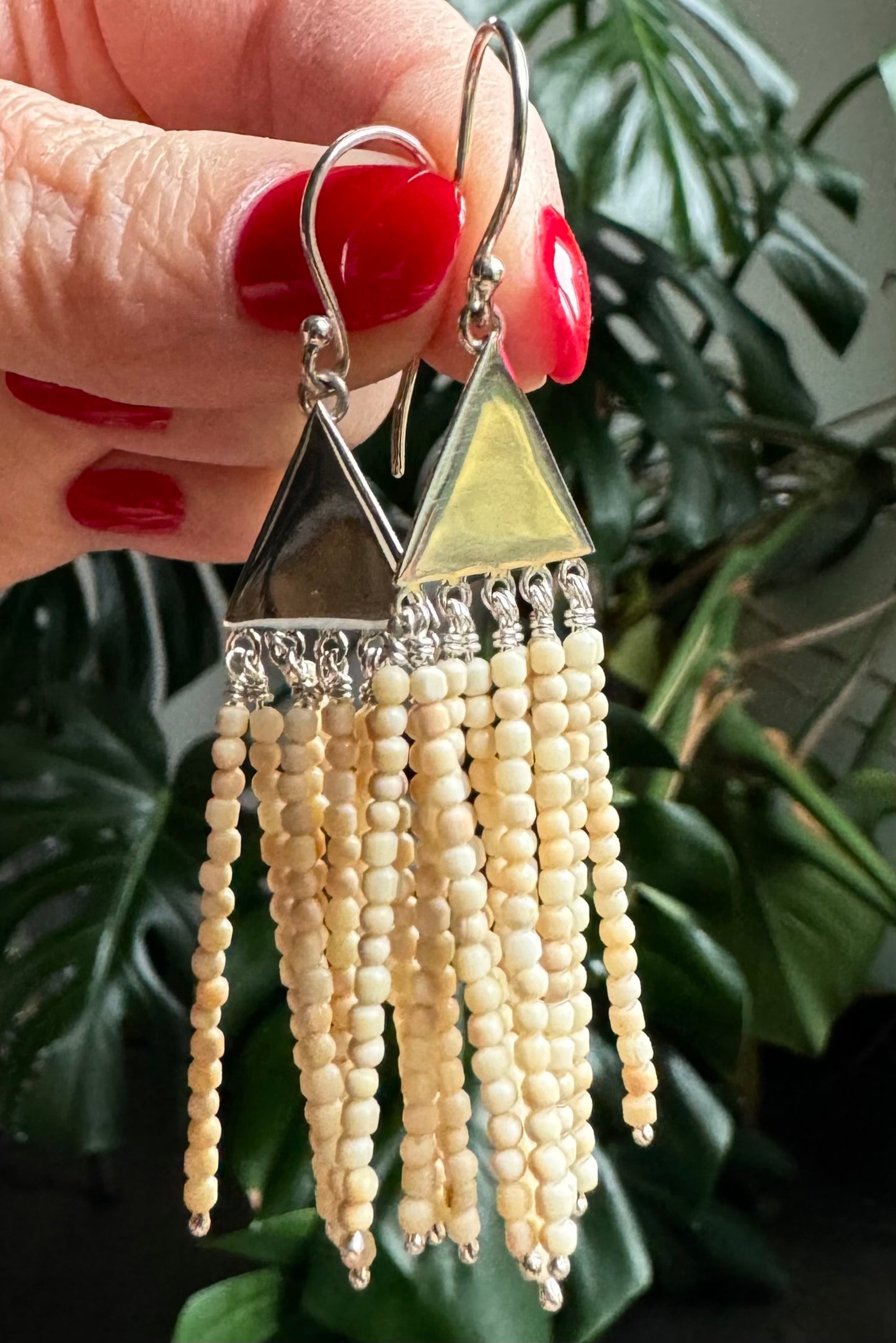 Mammoth Triangle Fringe Chandelier Earrings