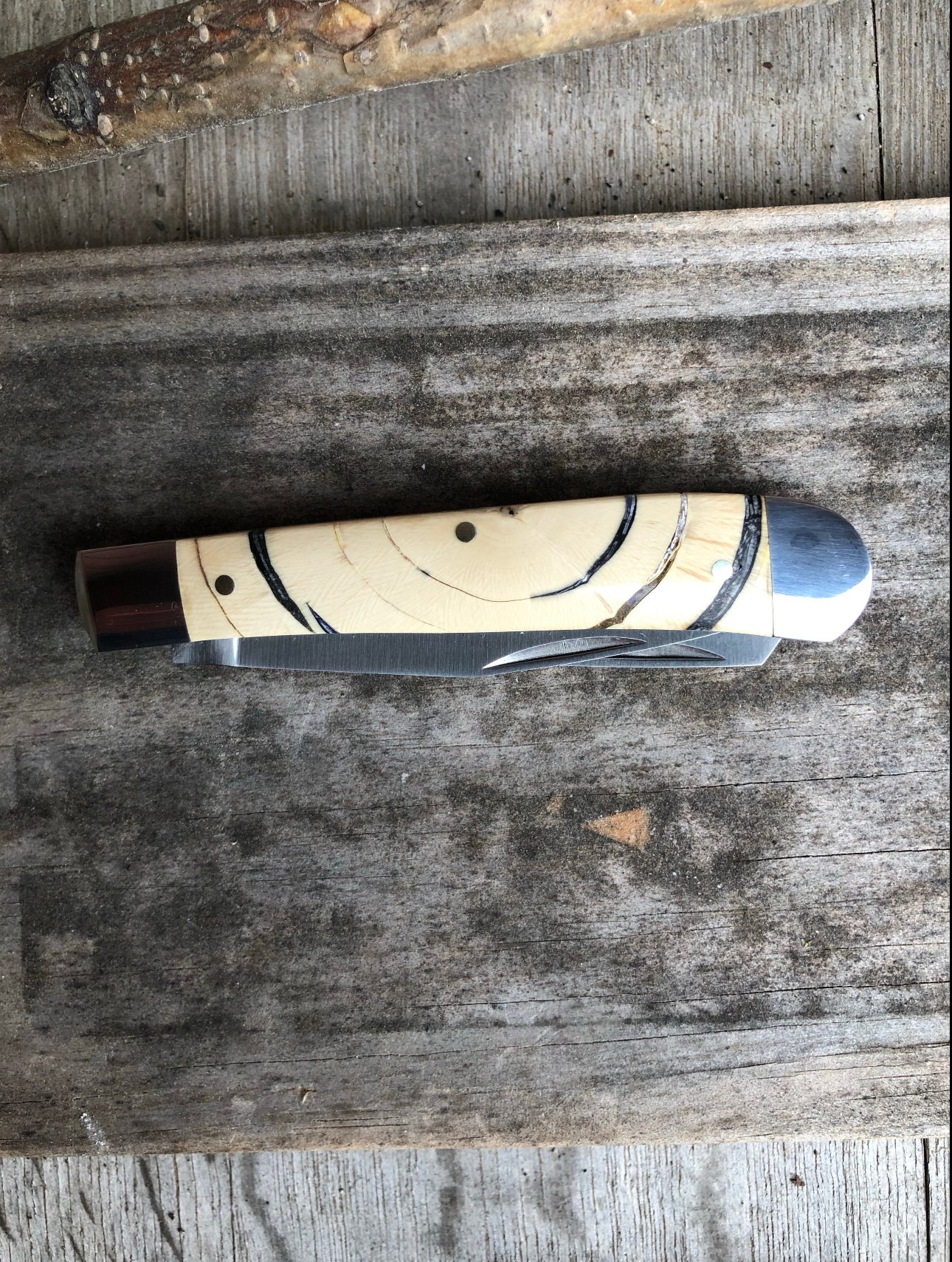 Double Blade Mammoth Tooth Trapper Pocket Knife