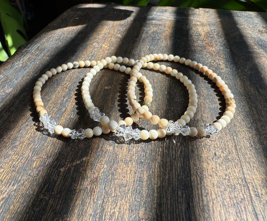 Herkimer Diamond Mammoth Ivory Bracelet
