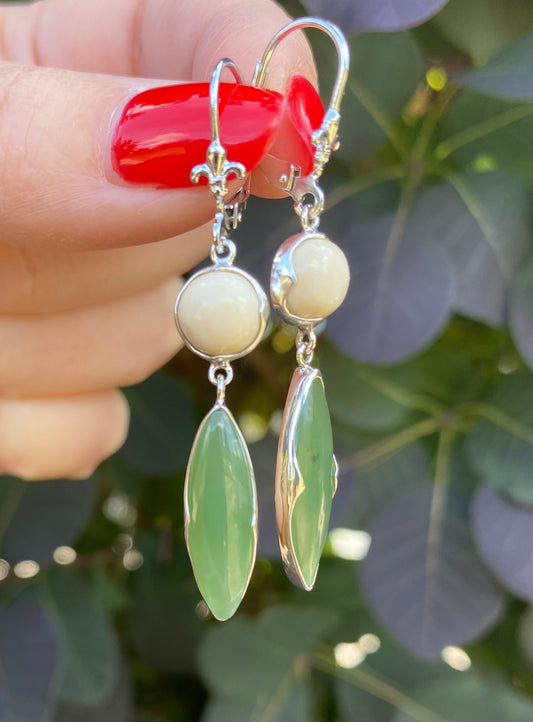 Essentials Mammoth Ivory + Jade Marquise Earrings