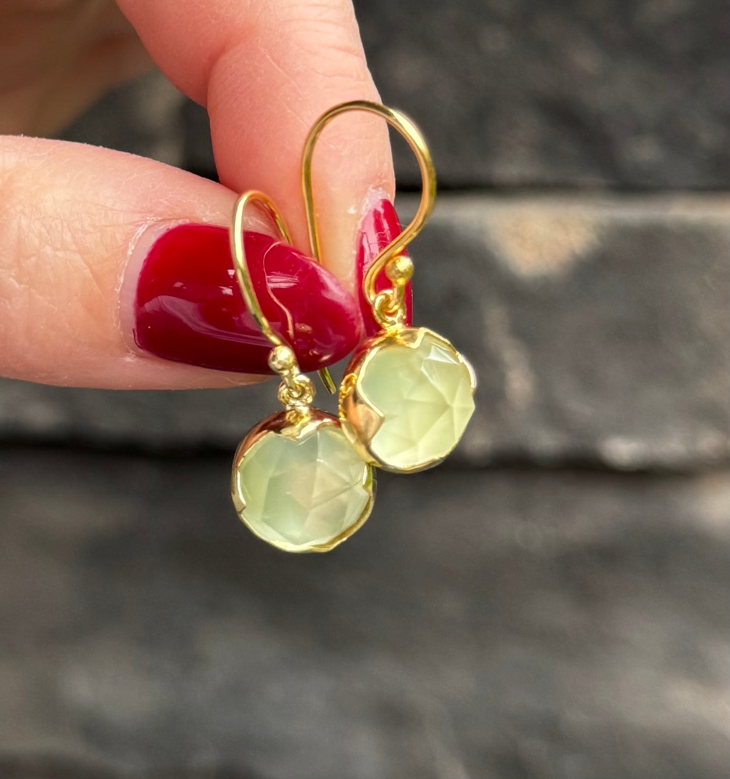 18kt Gold Vermeil Prehnite Earrings