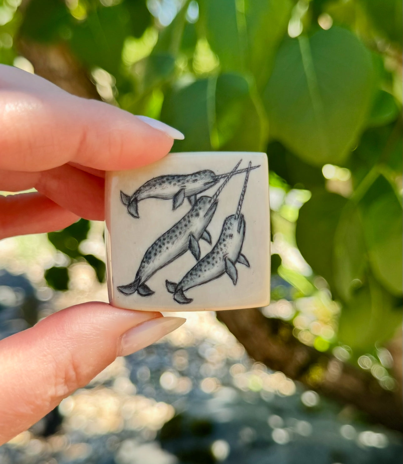 Mammoth Ivory Scrimshaw Tile
