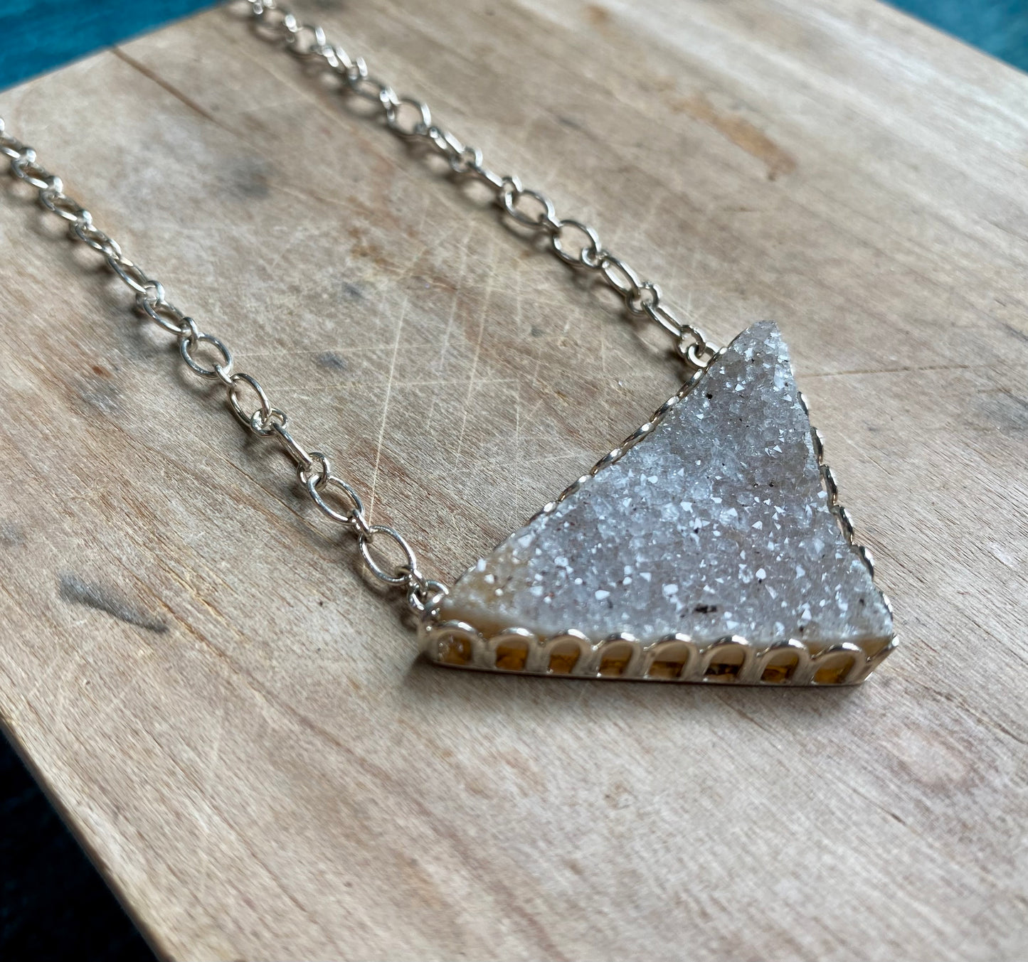 Druzy Inverted Triangle Necklace