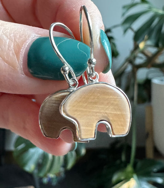 Mammoth Ivory Bear French Hook Earrings