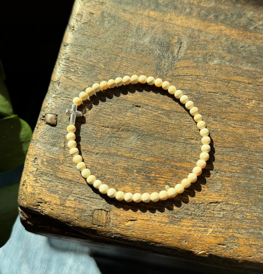 Sterling Silver Cross Mammoth Ivory Bracelet