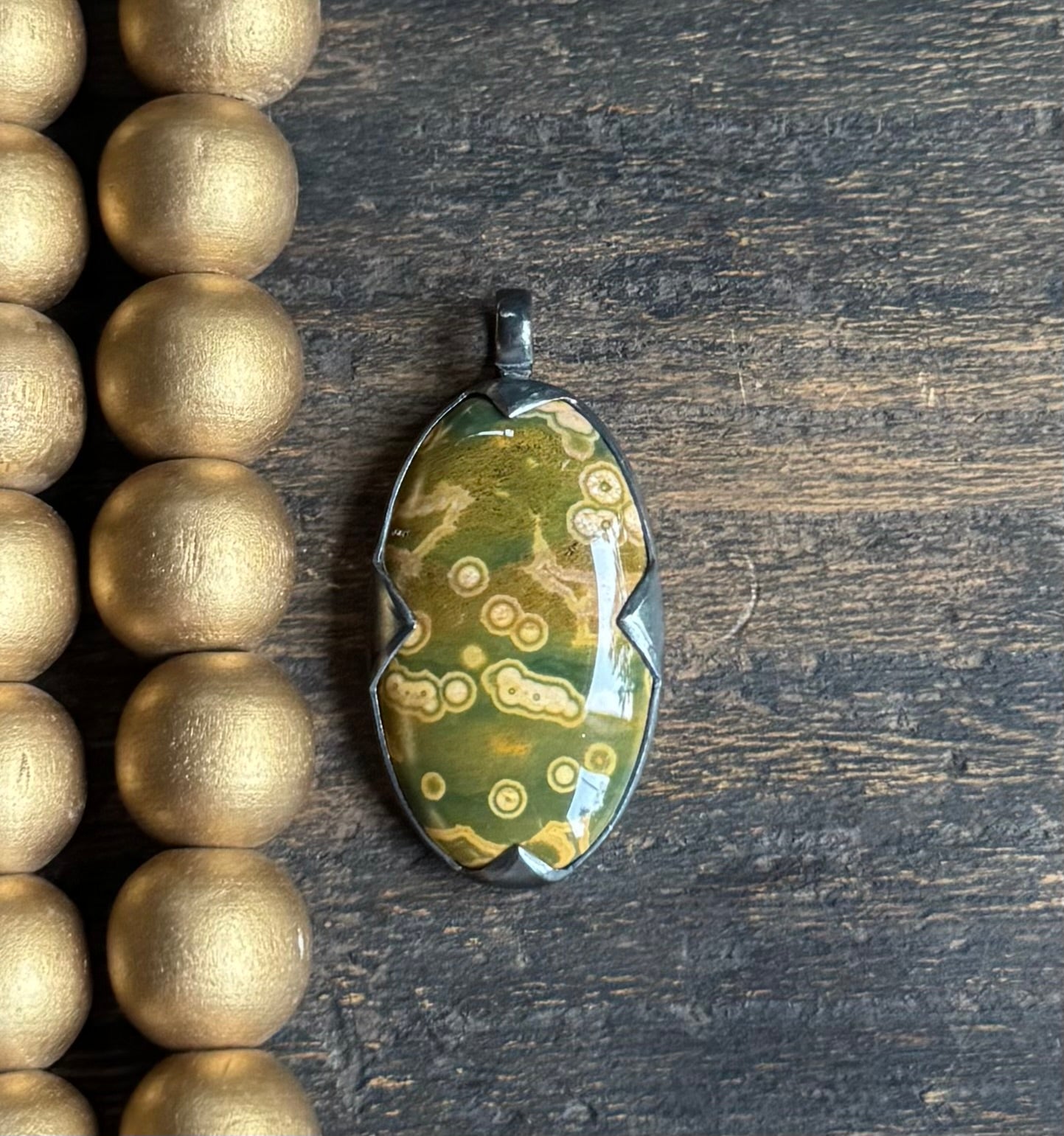 Ocean Jasper Oval Spike Pendant