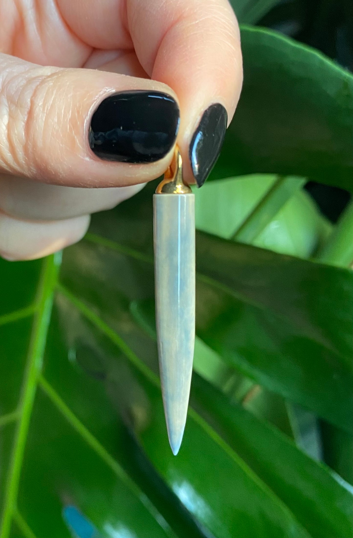 Fossil Walrus Ivory Blue Spike Pendant