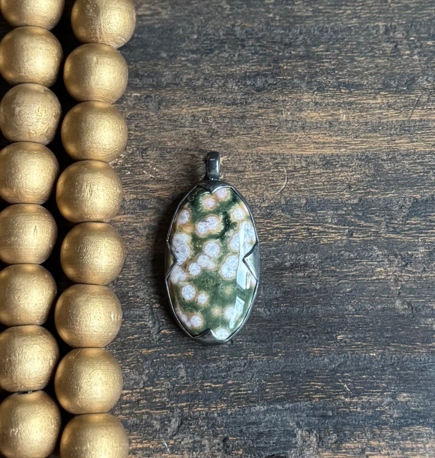 Ocean Jasper Oval Spike Pendant