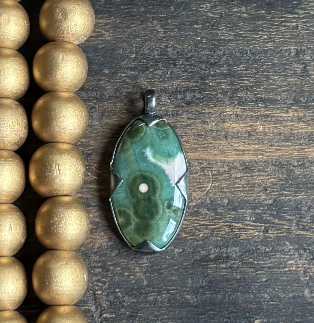 Ocean Jasper Oval Spike Pendant
