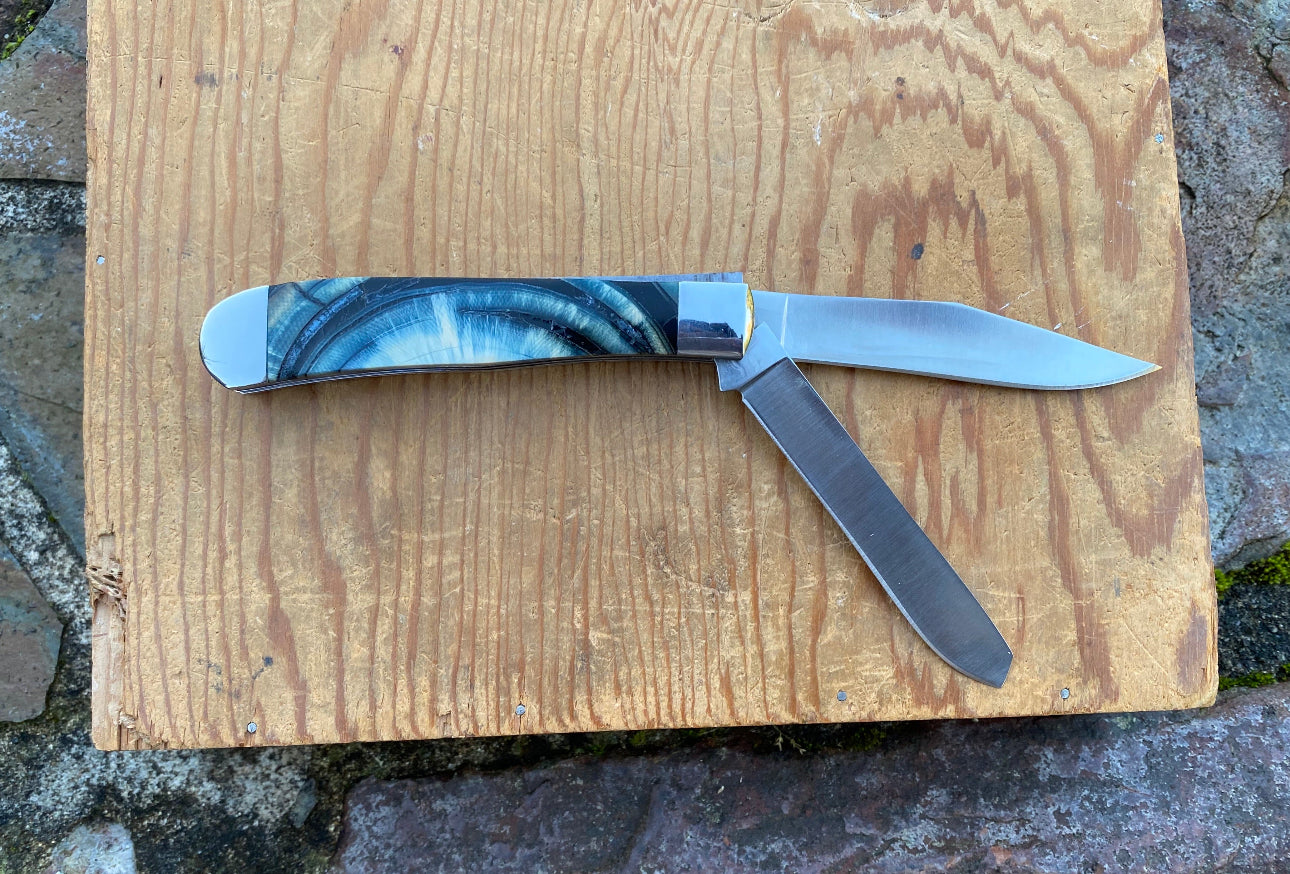 Double Blade Mammoth Tooth Trapper Pocket Knife