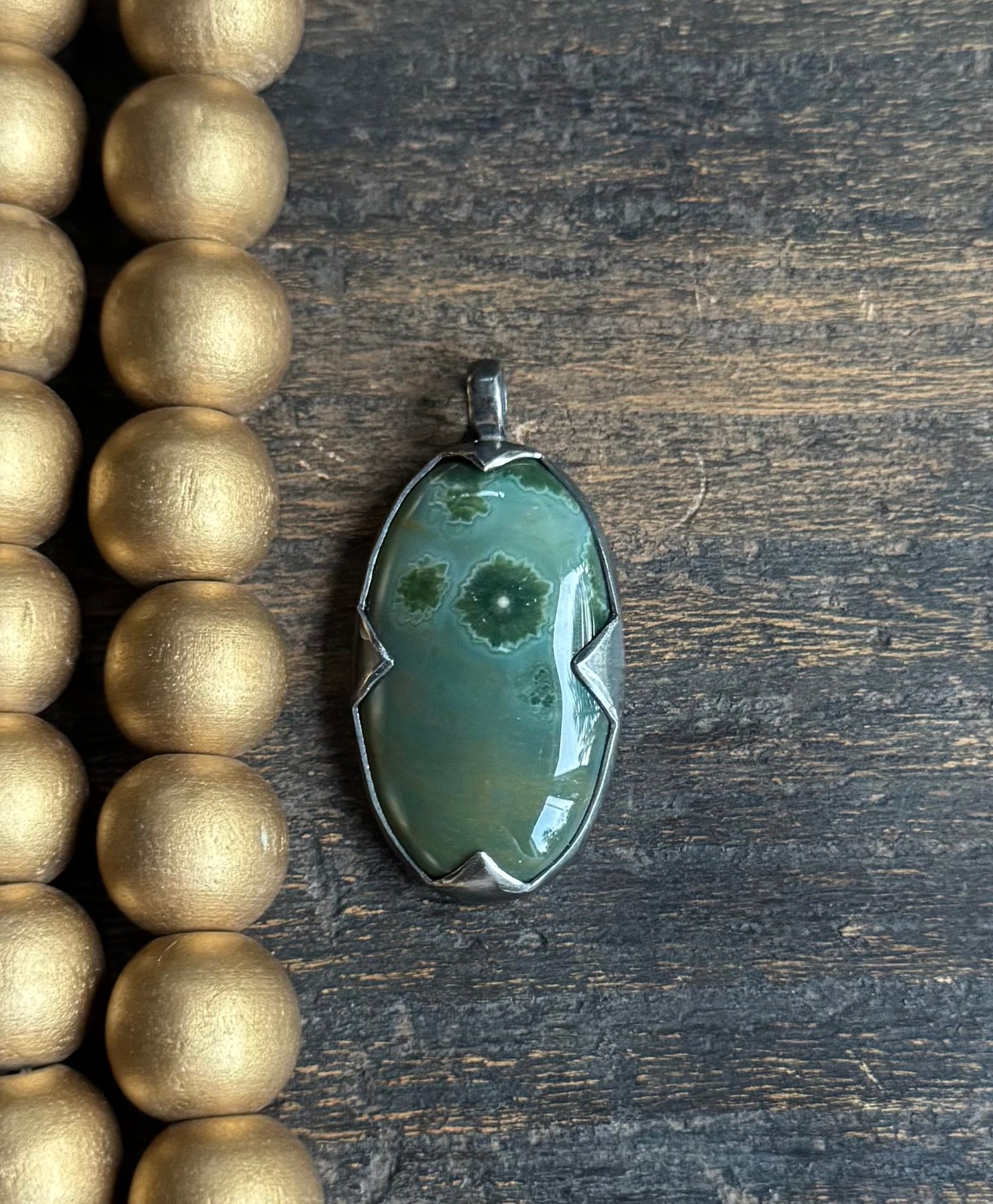Ocean Jasper Oval Spike Pendant