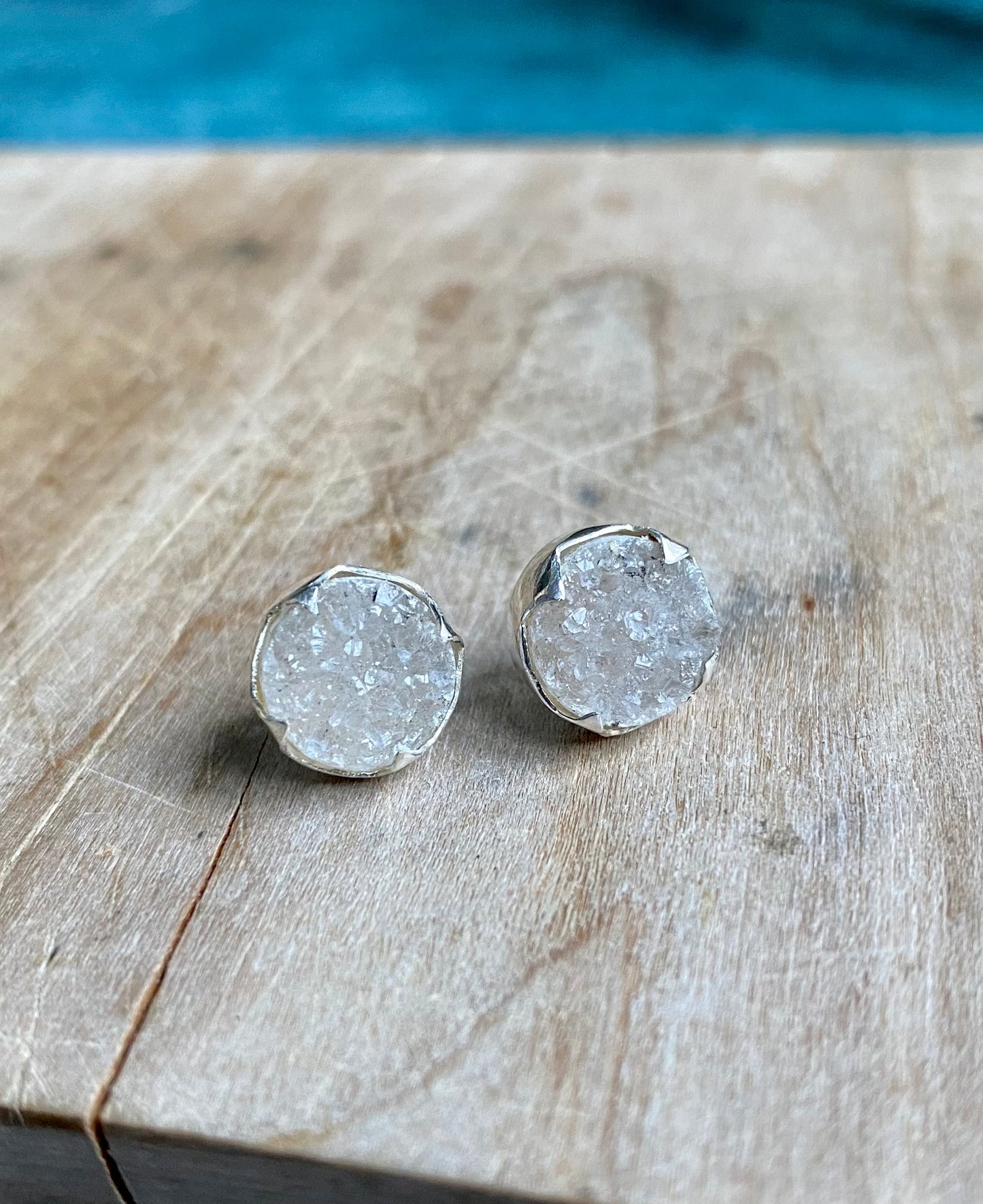 Round Druzy Spike Earrings