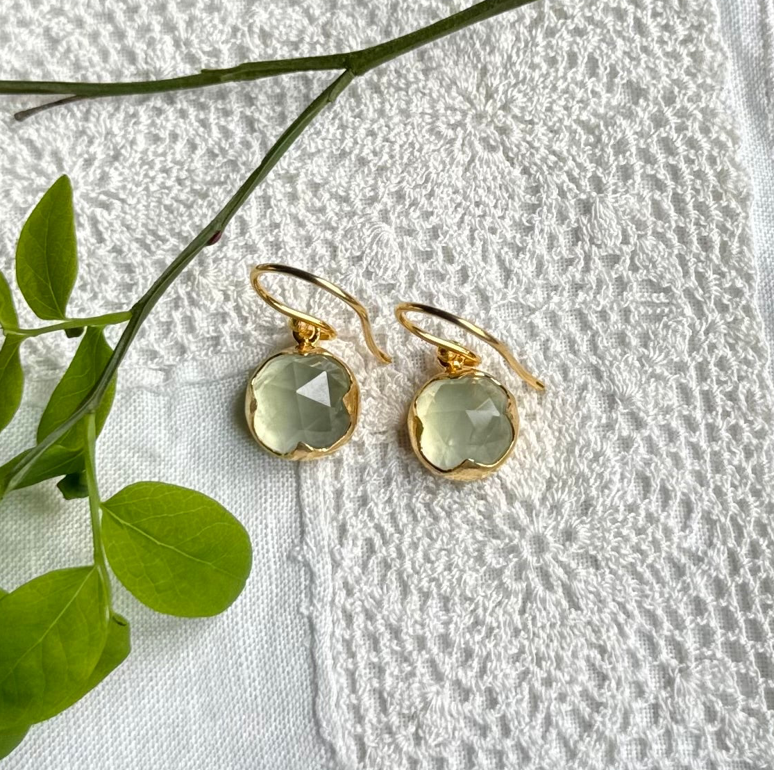 18kt Gold Vermeil Prehnite Earrings