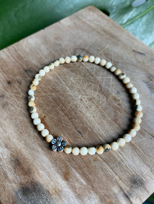 Forget Me Not + Blue Mammoth Ivory Bracelet