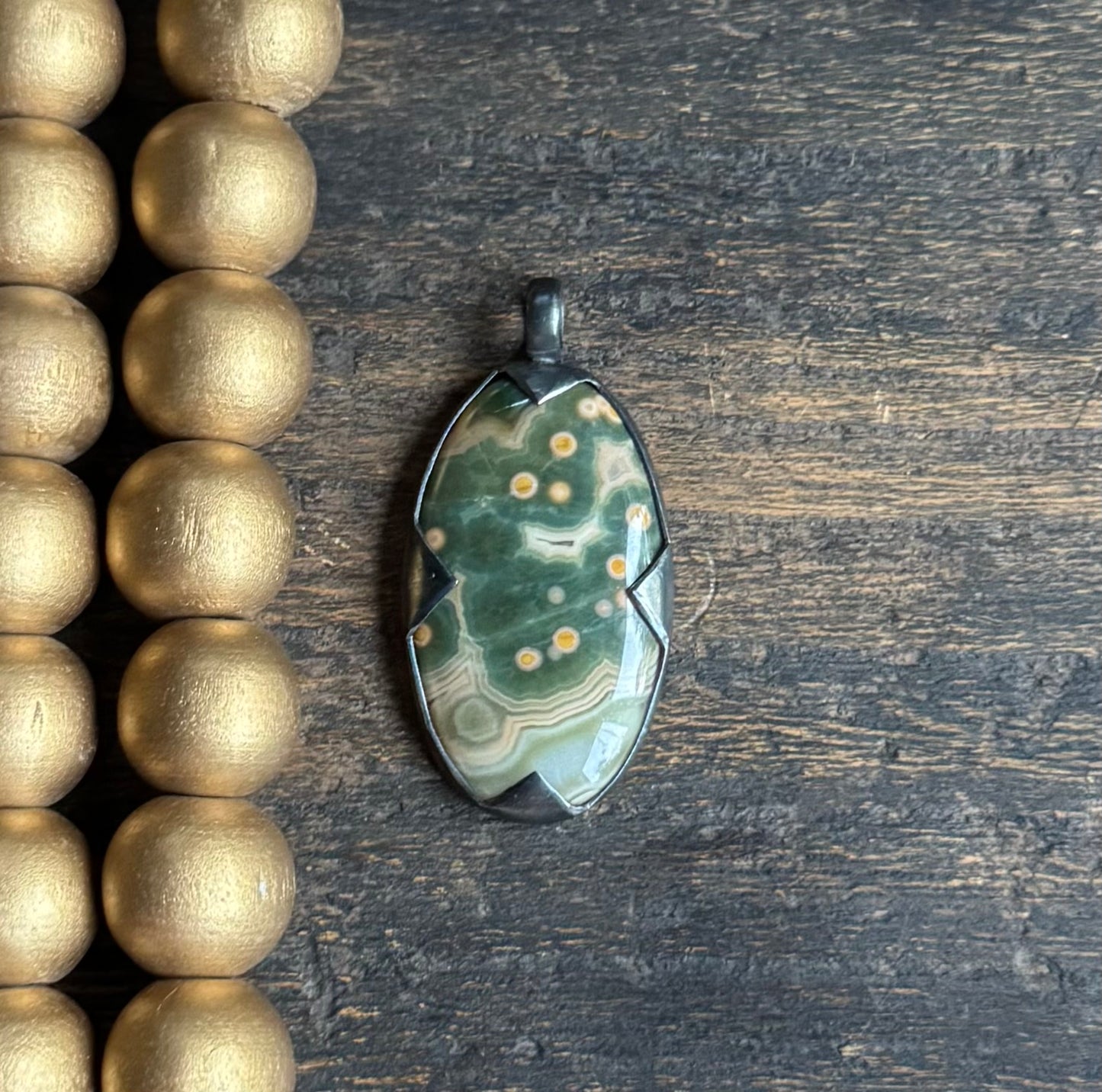 Ocean Jasper Oval Spike Pendant
