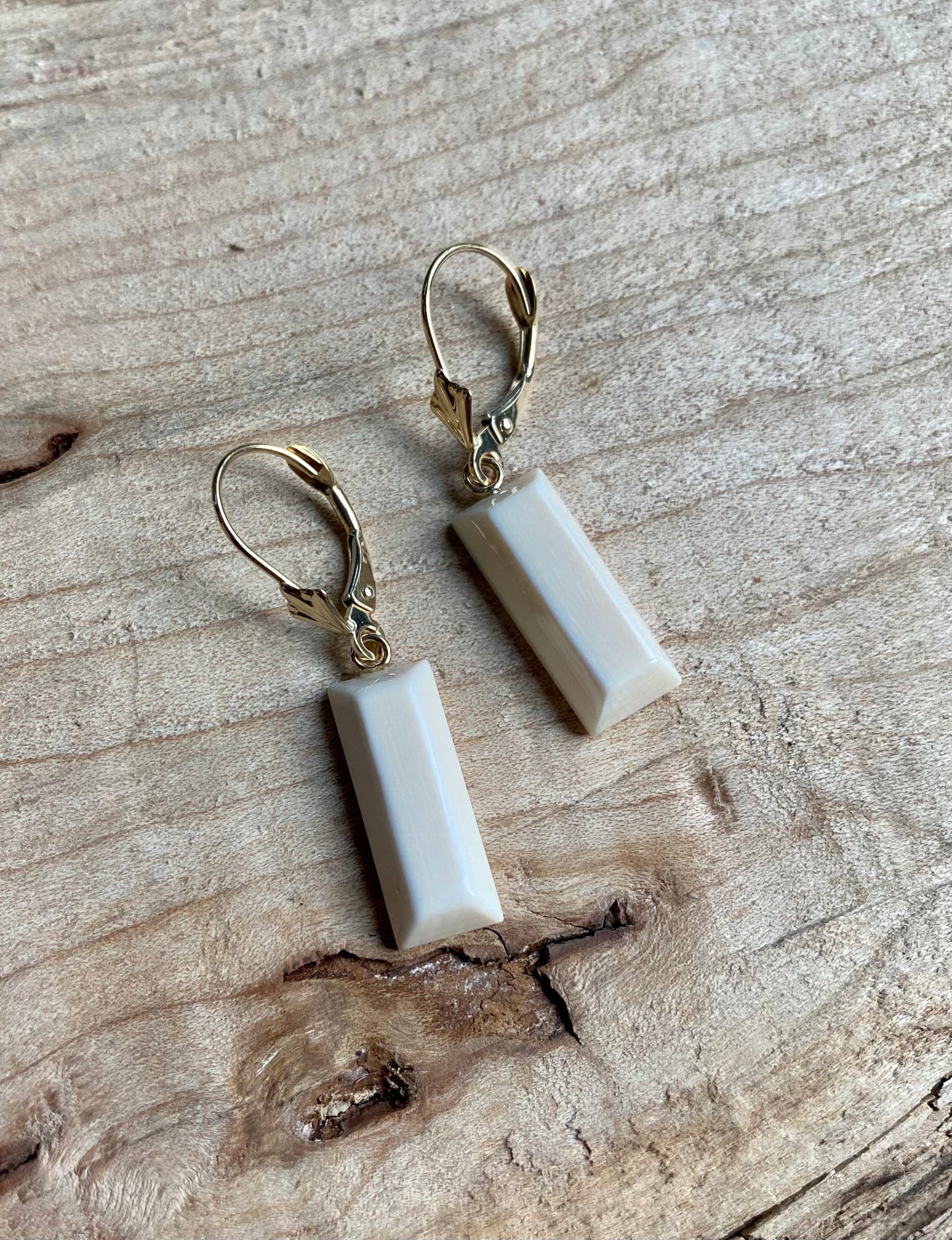 Faceted Rectangle 14kt Earrings
