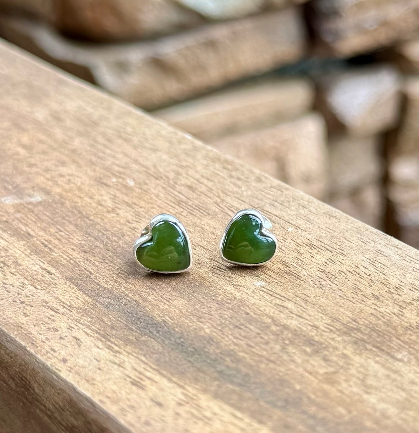 Tiny Jade Heart Earrings