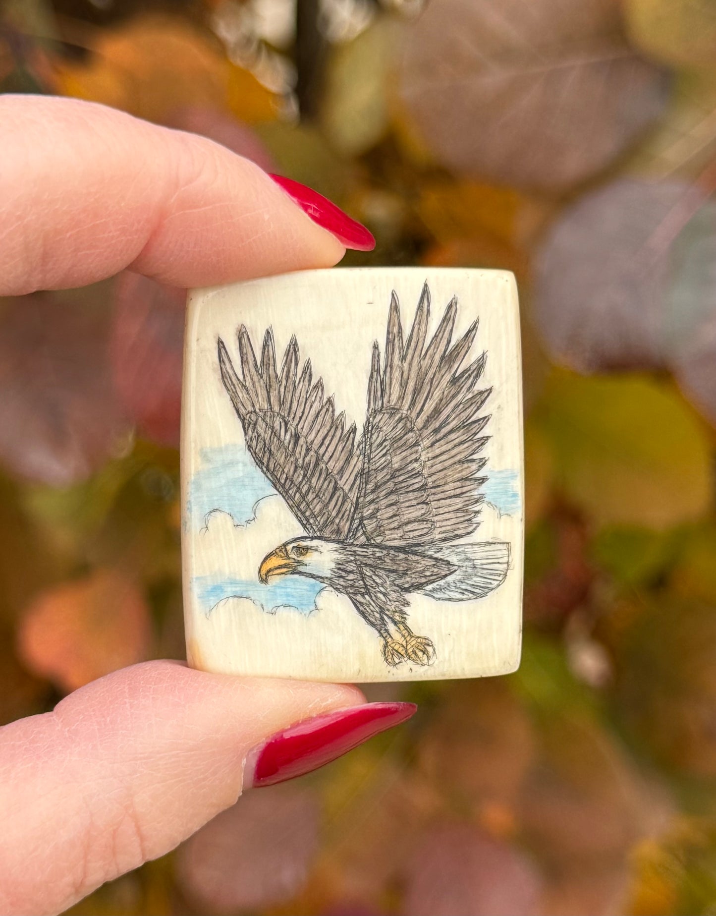 Mammoth Ivory Scrimshaw Tile