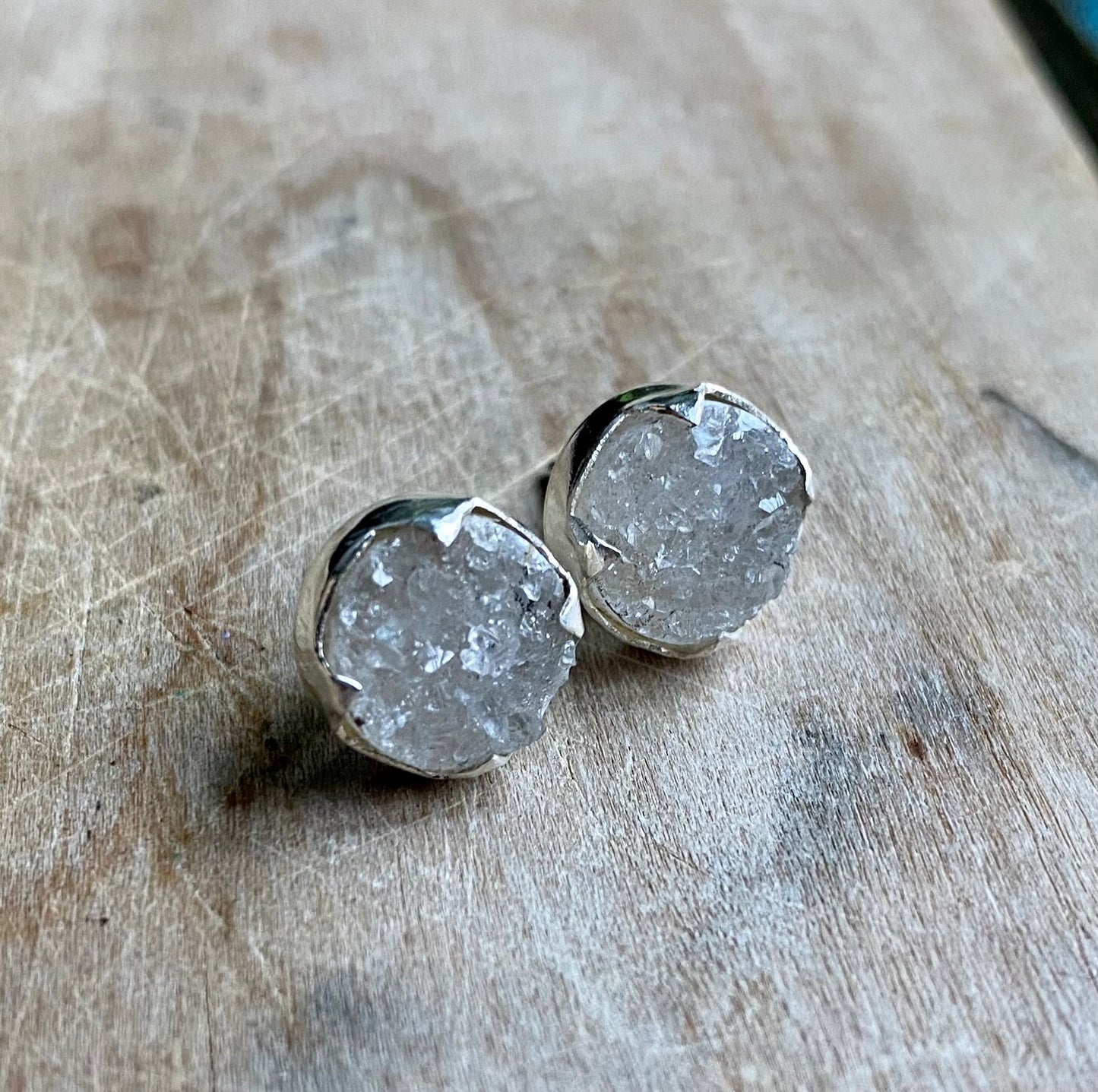 Round Druzy Spike Earrings