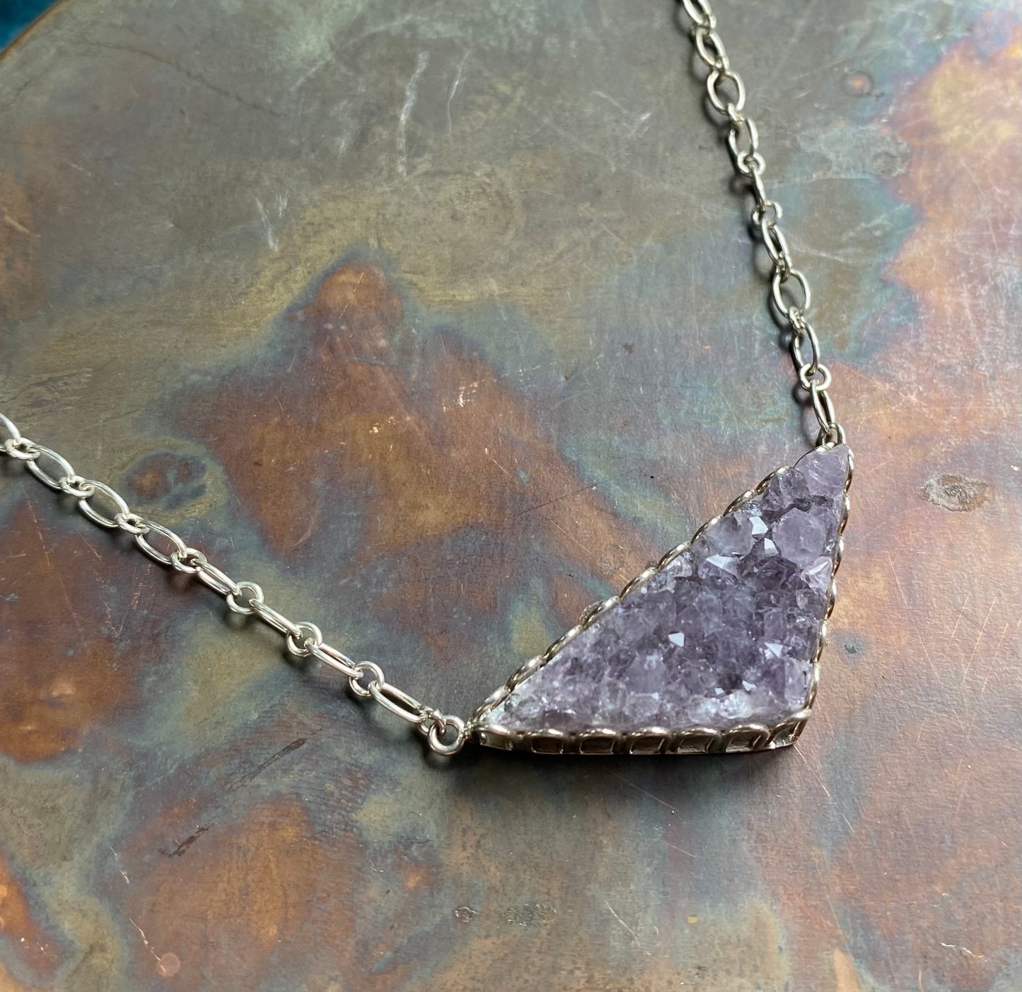 Druzy Inverted Triangle Necklace