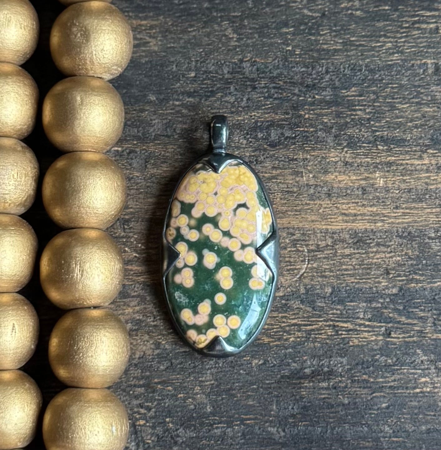 Ocean Jasper Oval Spike Pendant