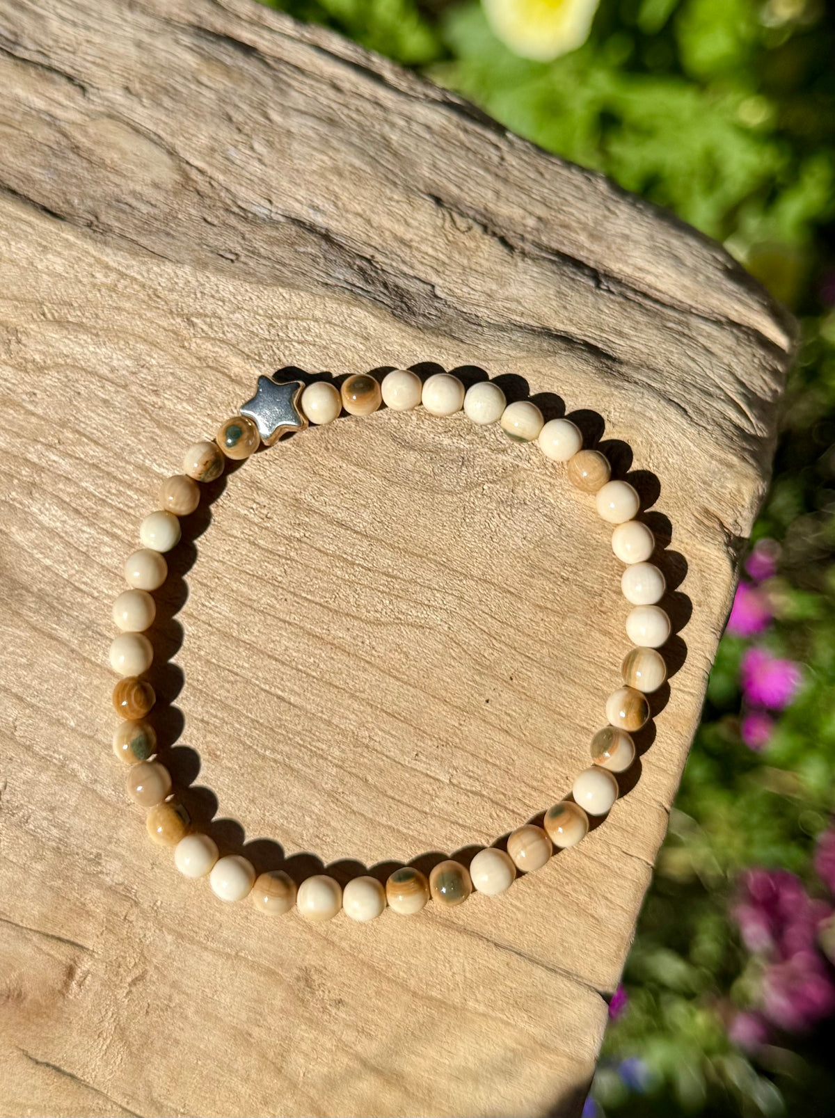 Rare Blue Mammoth Ivory Puffed Star Bracelet