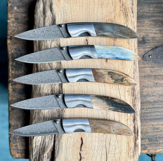Ursa Whisky Bravo Mammoth Ivory Damascus Pocket Knife