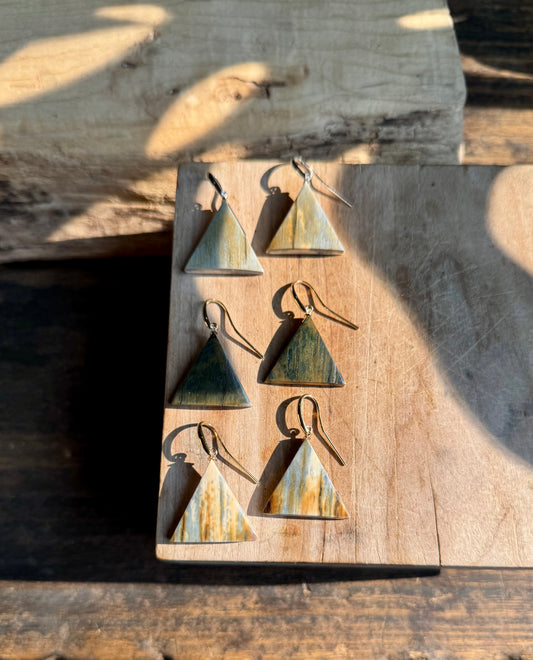 Rare Blue Mammoth Ivory Triangle Earrings