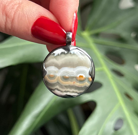 Ocean Jasper Round Spike Pendant