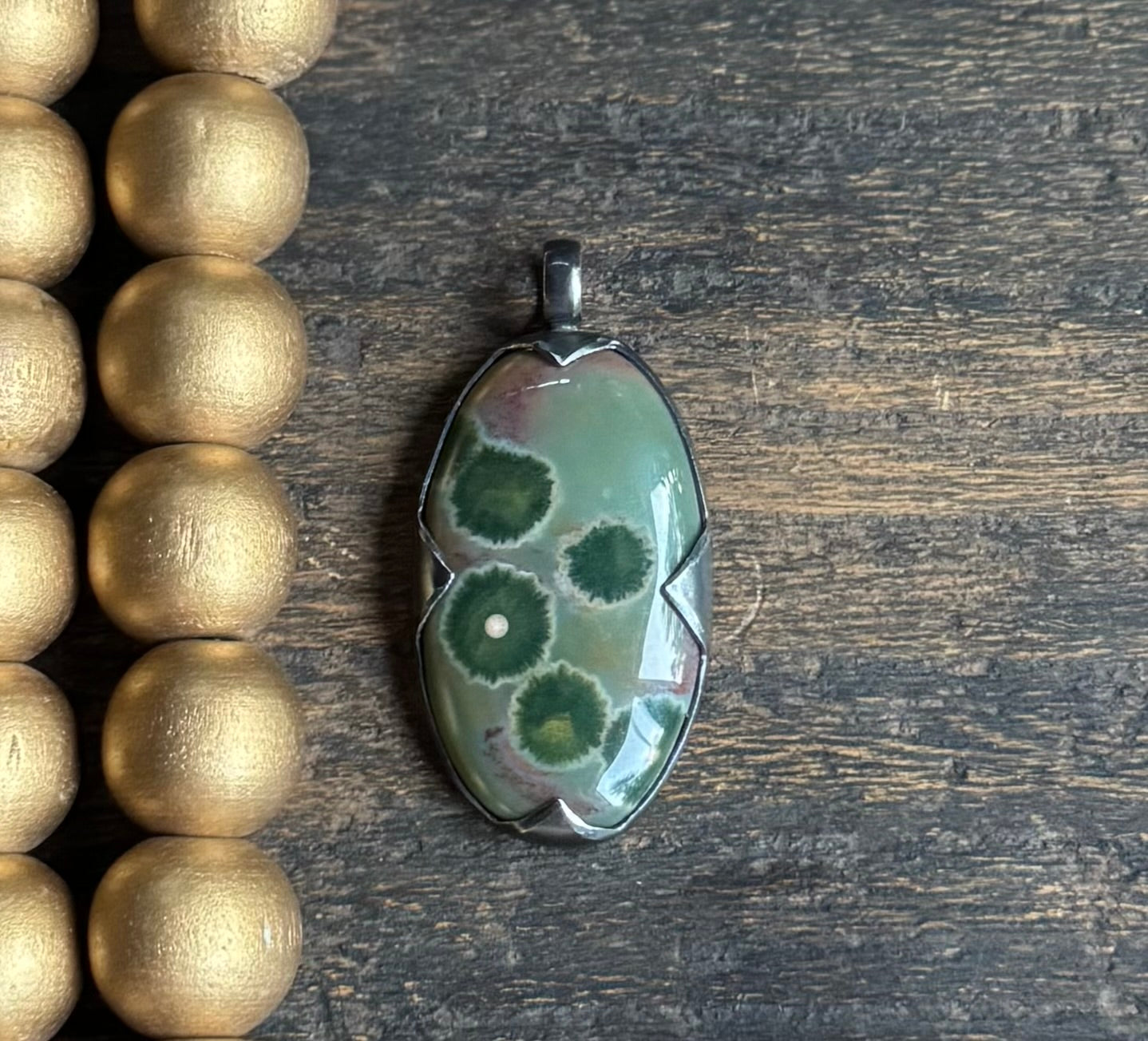 Ocean Jasper Oval Spike Pendant